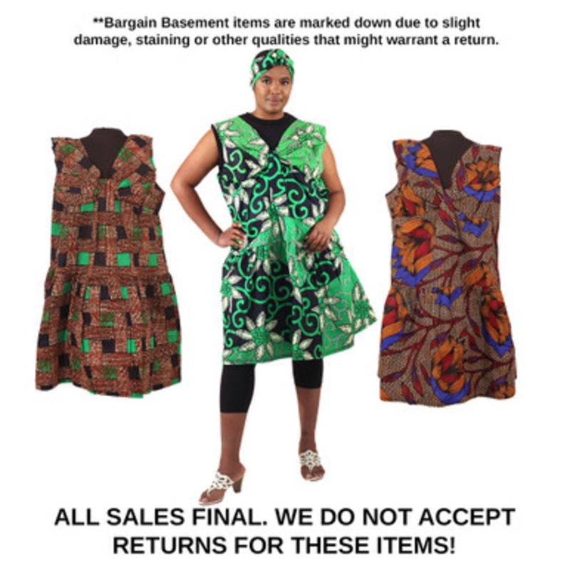 Bargain Set of 3 Sleeveless African Print Midi Dresses - ASSORTED