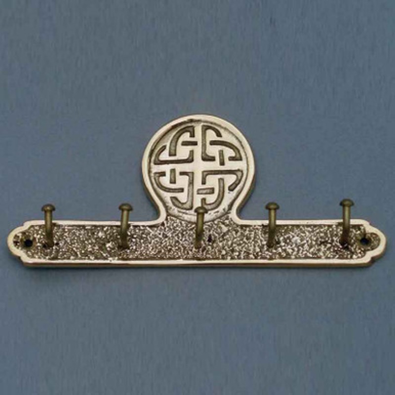 Brass Celtic Knot Design Key Holder With Set of 5 Hooks