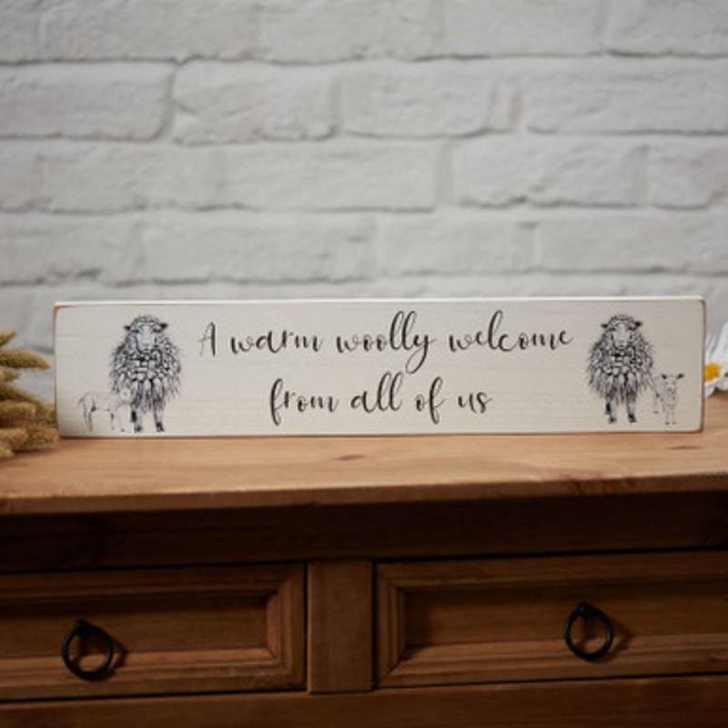 Irish Sheep Woolly Welcome Wooden Plaque