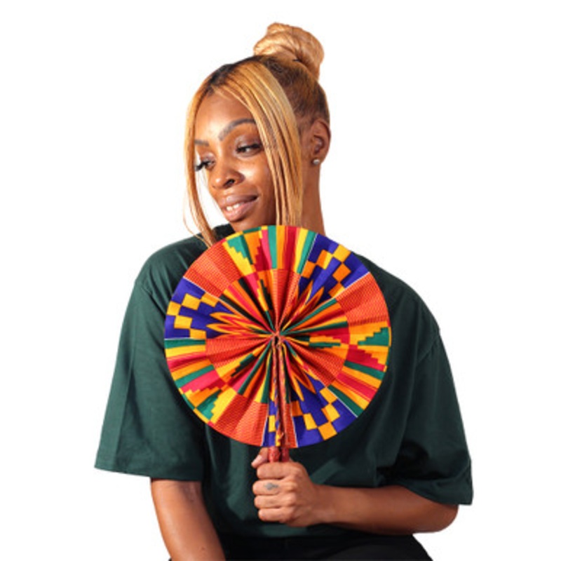 Kente Folding Fan: Print C