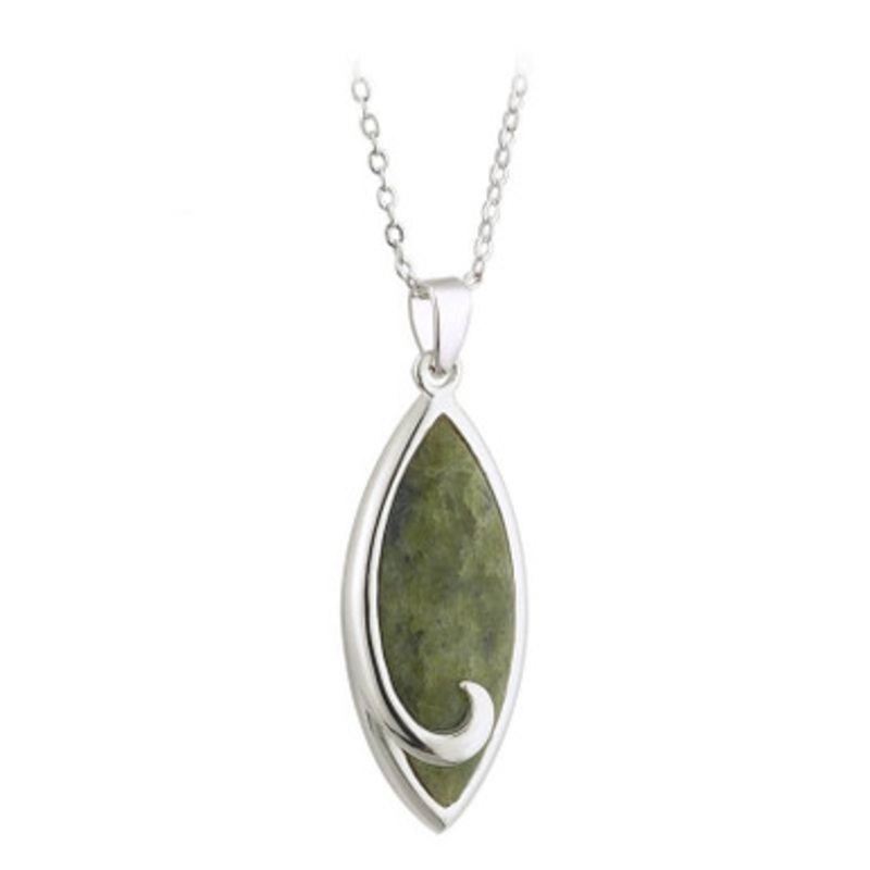 Rhodium Connemara Marble Pendant