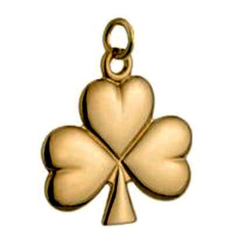 14K Small Shiny Irish Shamrock Charm