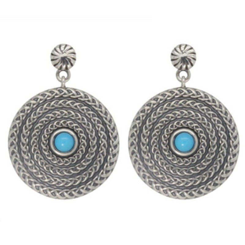 Handmade Celtic Warrior Dangle Earrings with Turquoise Gem