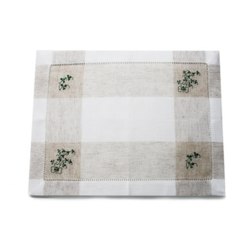 Lucky Shamrock Sprig Embroidered Tablecloth
