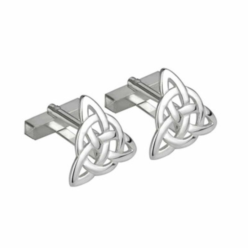 Rhodium Plated Trinity Knot Cufflinks