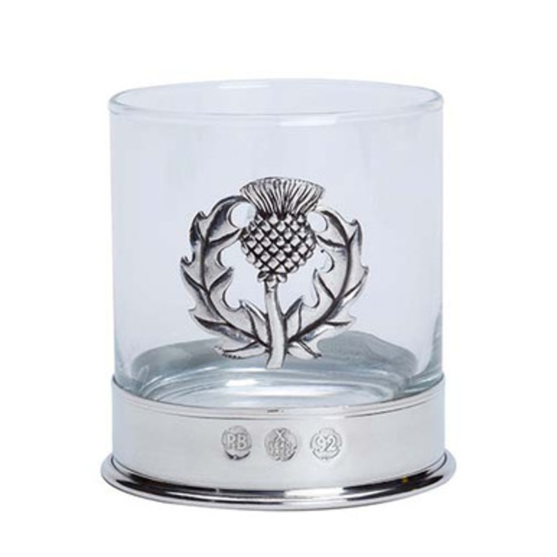 Scottish Thistle Pewter Whiskey Glass