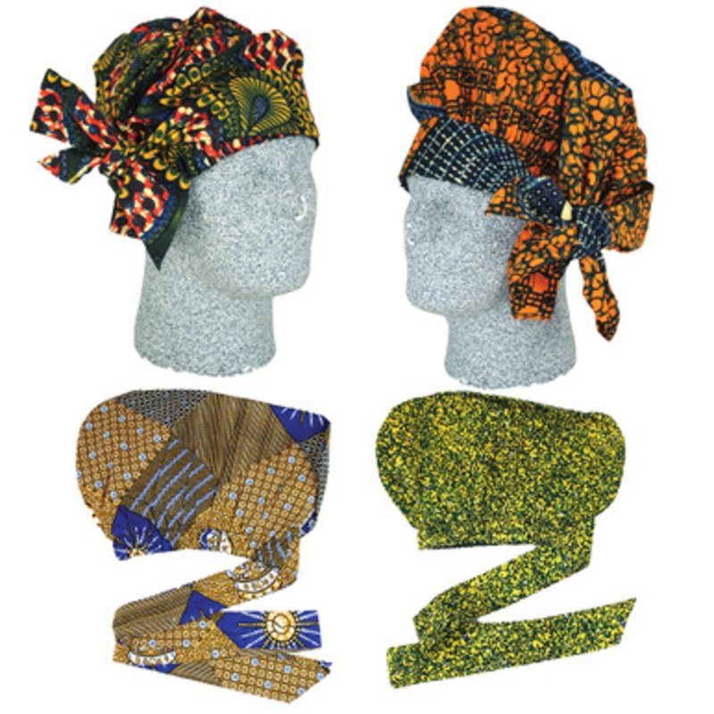 Set Of 4 African Print Satin Bonnets