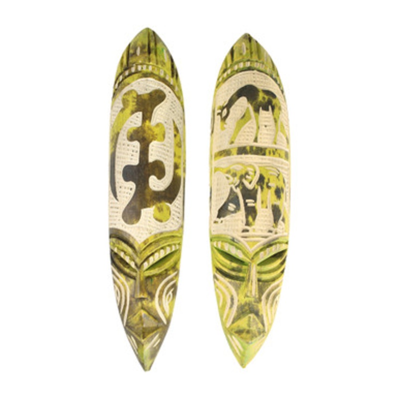 Small Ghana Fang Mask - Symbol Lime