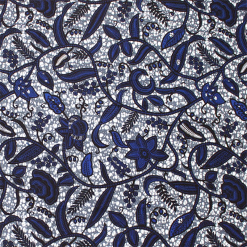 Blue Flower Print Fabric 12 Yards - B