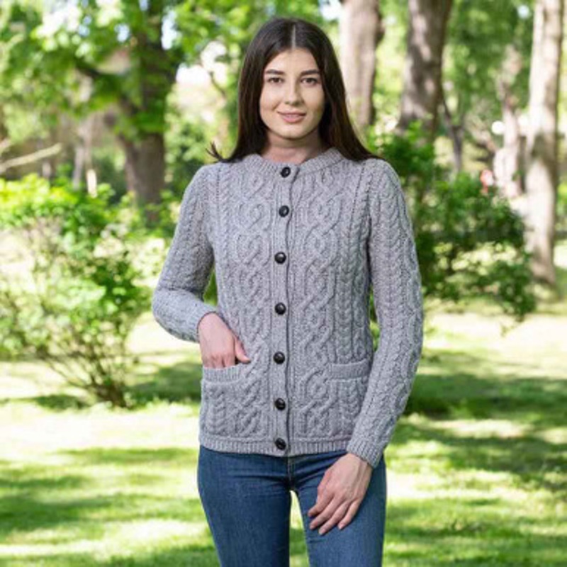 Ladies Traditional Aran Cardigan