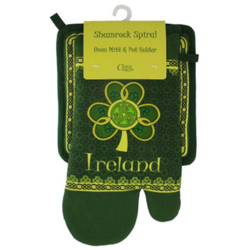 Shamrock Spiral Oven Mitt And Pot Holder