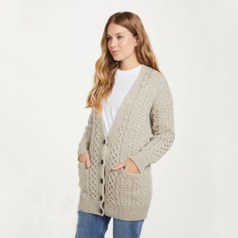 Women's Long Aran Knit Cardigan