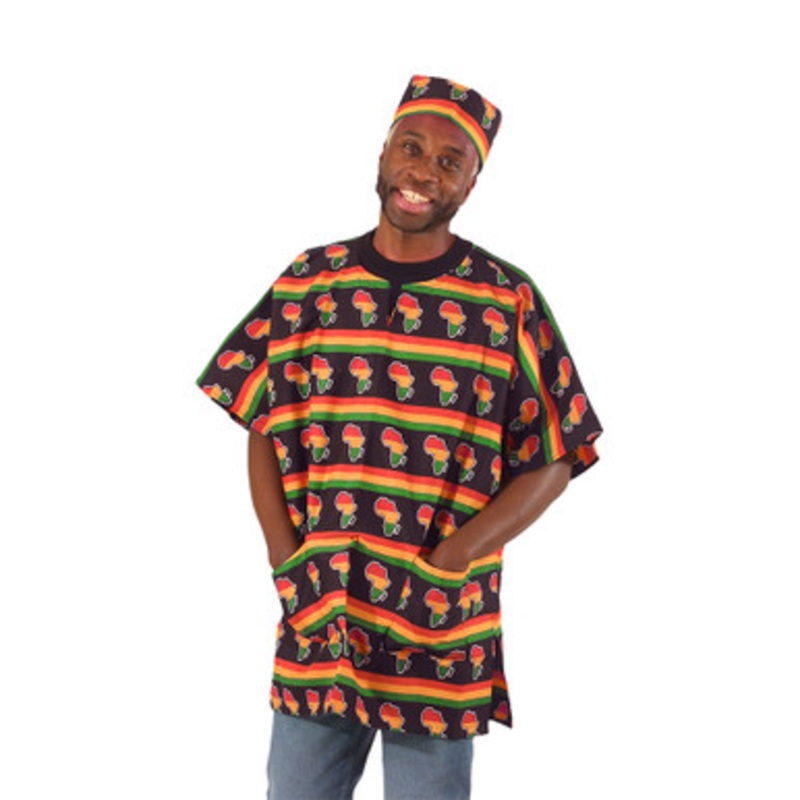 Africa Map Dashiki & Cap: One Size