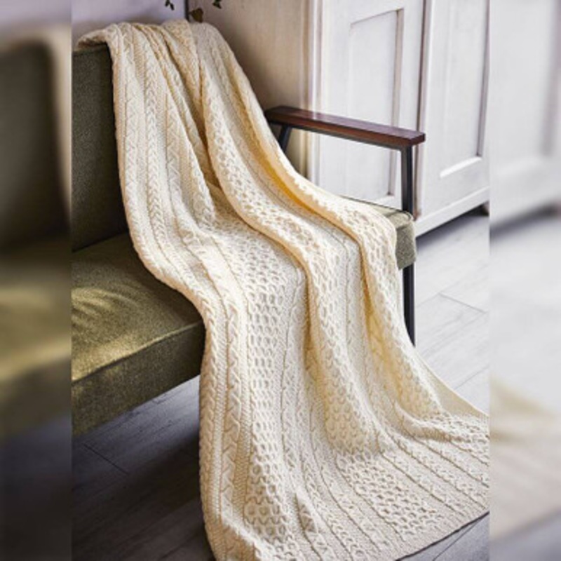 Cable Honeycomb Aran Throw