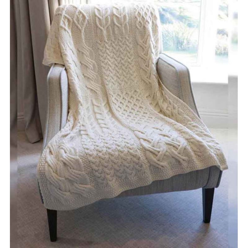 Cozy Merino Wool Irish Patchwork Knit Throw