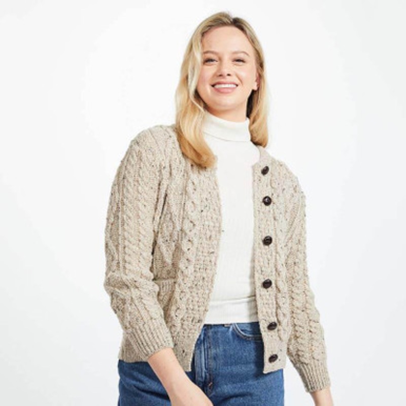 Ladies Large Irish Cable Wool Cardigan