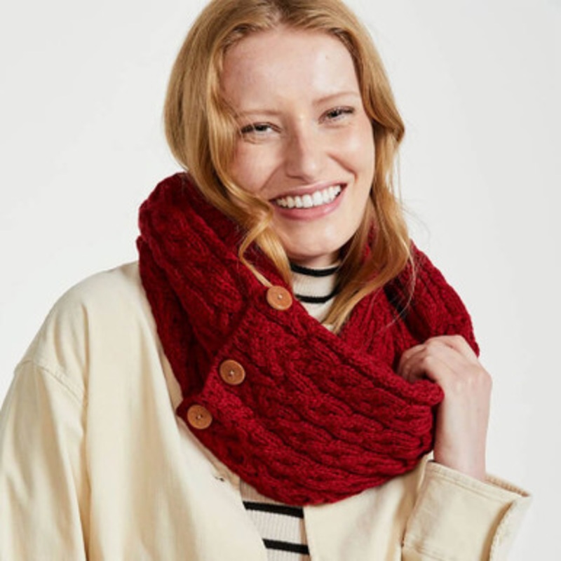Ladies Snood Scarf with Wooden Buttons