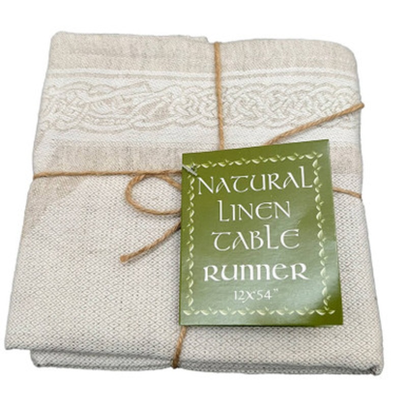 Natural Damask Linen Table Runner