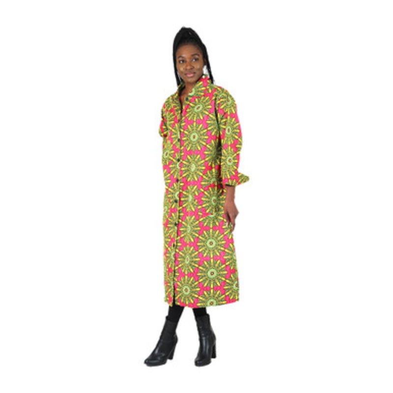 African Print Button Dress