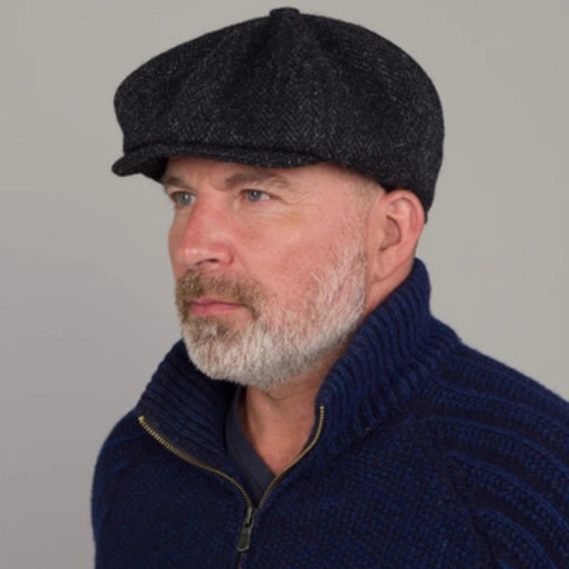 Charcoal Harris Tweed Newsboy Cap