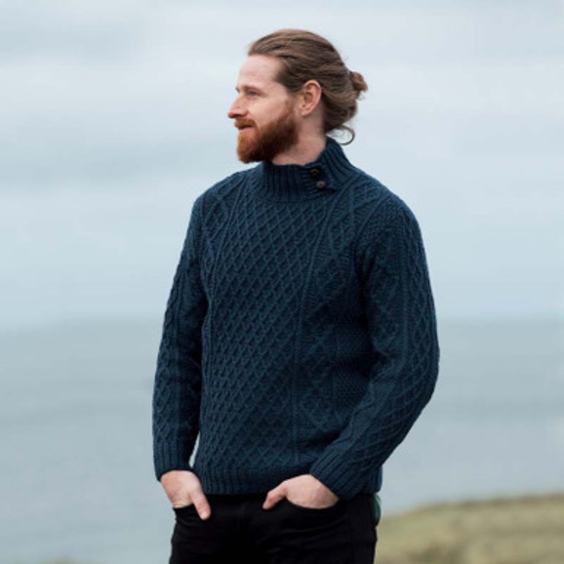 Men's Sweater with Button Collar