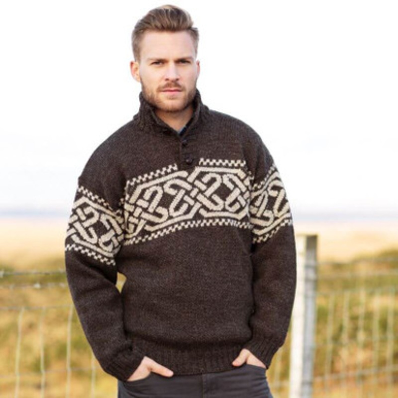 Rugged Celtic Wool Troyer Sweater