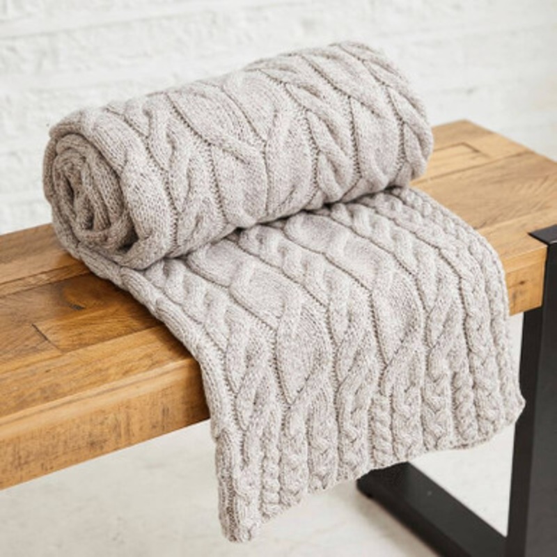 Supersoft Merino Wool Cable Knit Irish Blanket