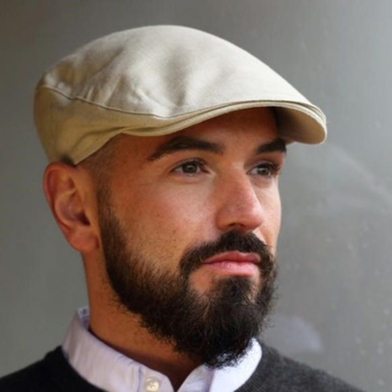 White Linen Summer Touring Flat Cap - Large