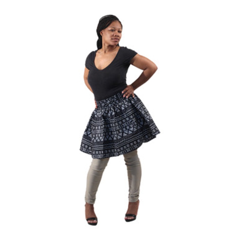 Black/White Mud Print Short Skirt