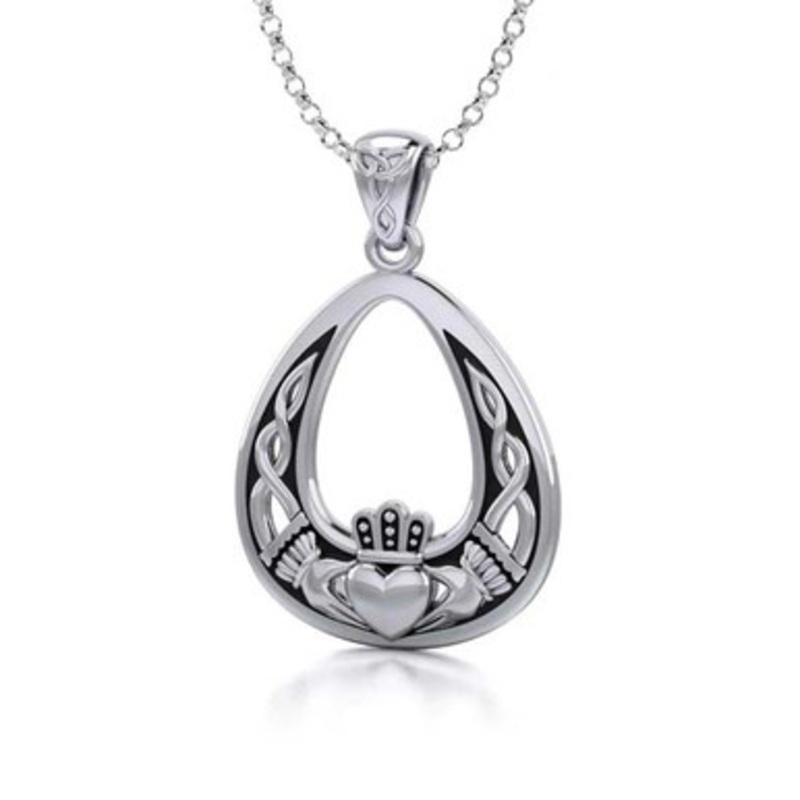 Claddagh Celtic Drop Pendant