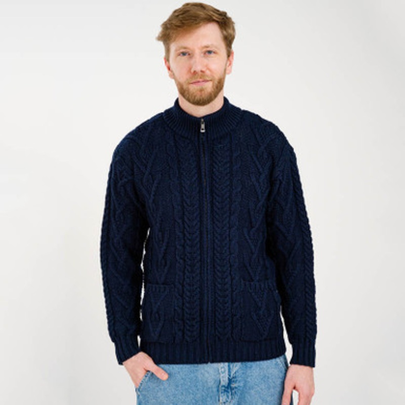 Men's Irish Aran Zipper Cardigan