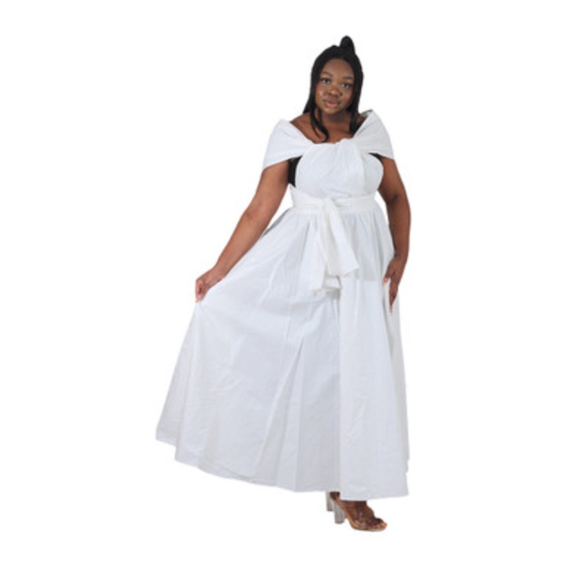 Pure White Off-Shoulder Infinity Dress