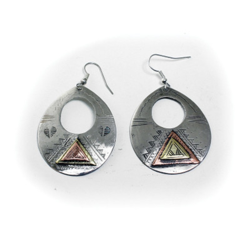 Tuareg 3-Tone Earrings - Teardrop