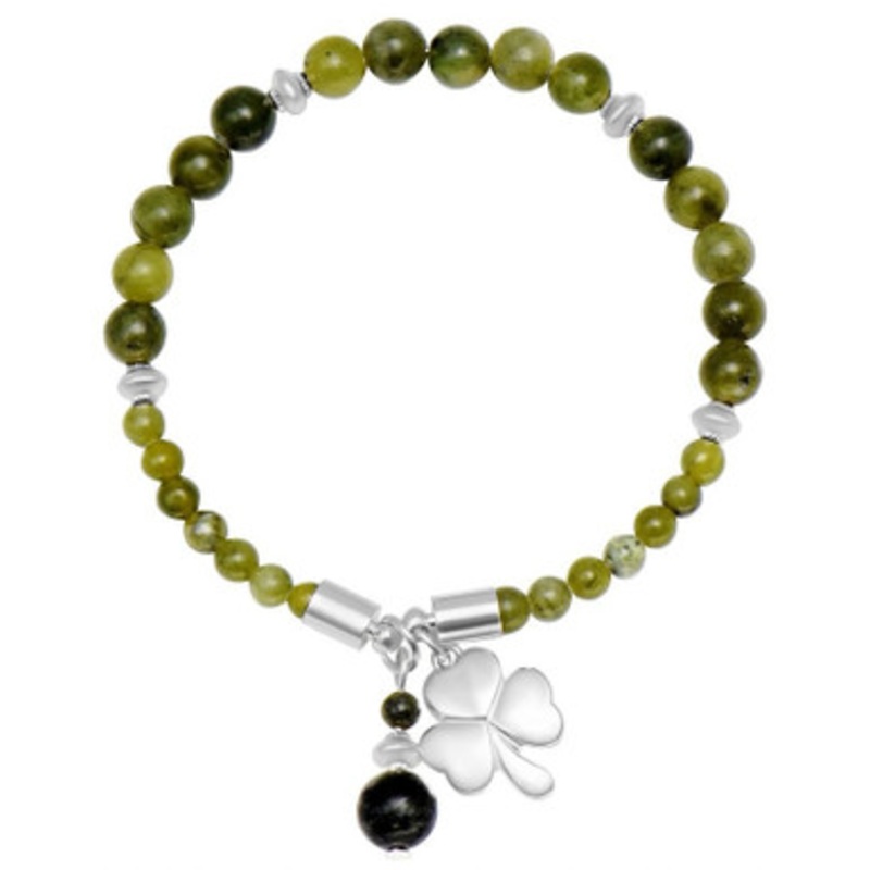 Connemara Marble Shamrock Charm Bracelet