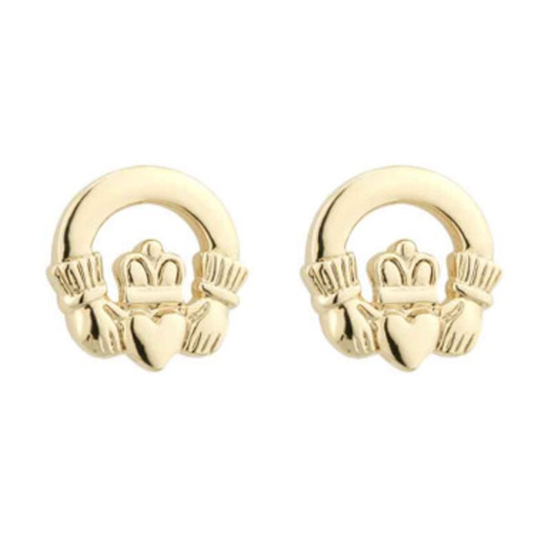 Gold Plated Claddagh Stud Earrings