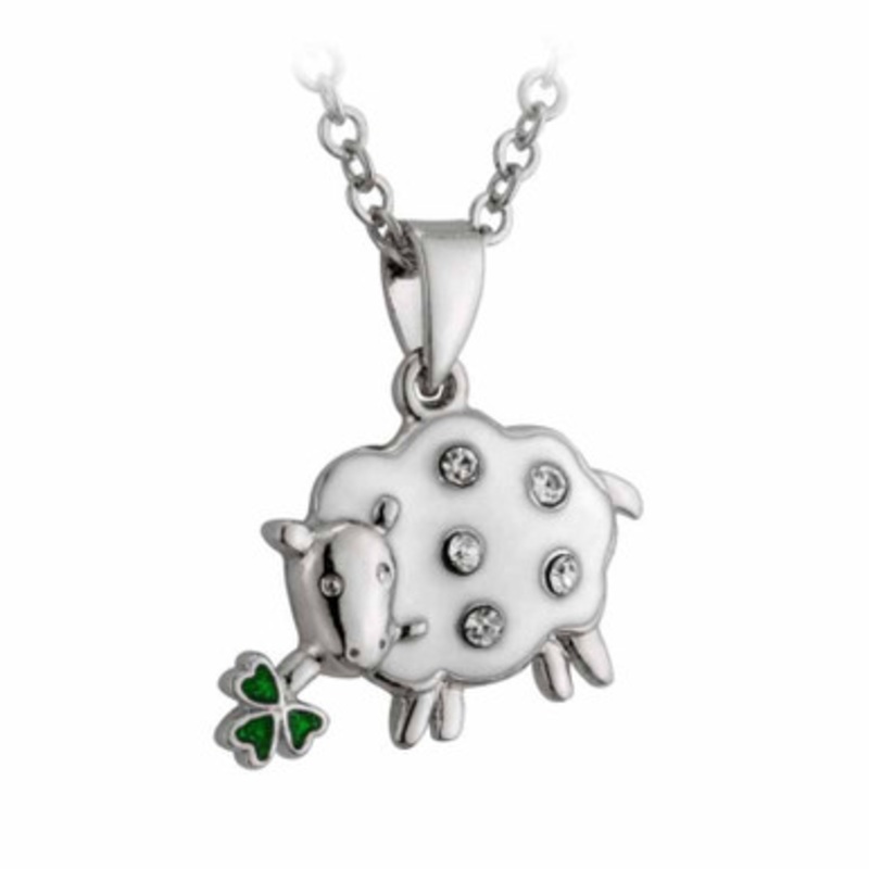 Lucky Enamel & Crystal Sheep Pendant