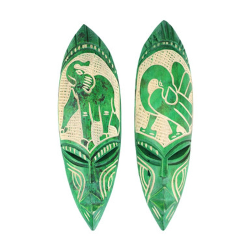 Small Ghana Fang Mask - Symbol Green