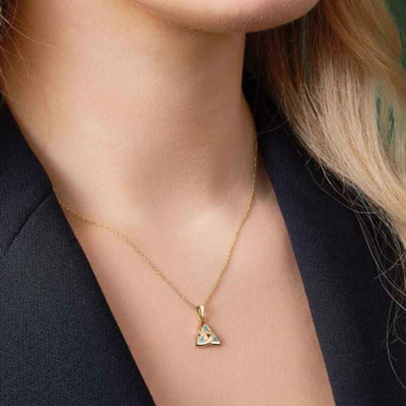 14K Gold Emerald Irish Trinity Knot Pendant