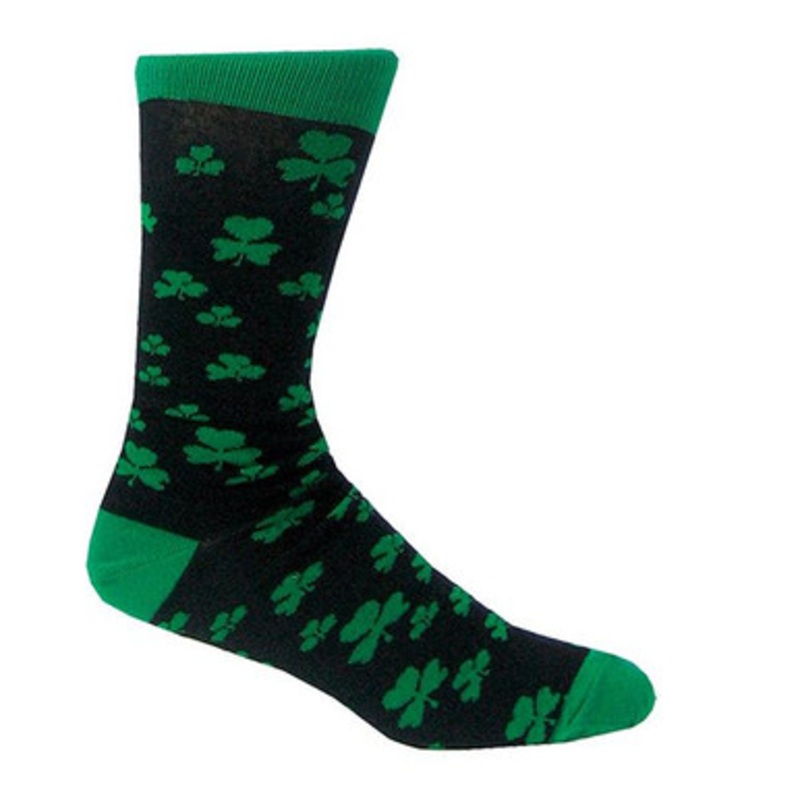 Black and Green Shamrock Adult Socks