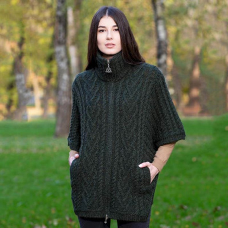 Funnel Neck Poncho Jacket