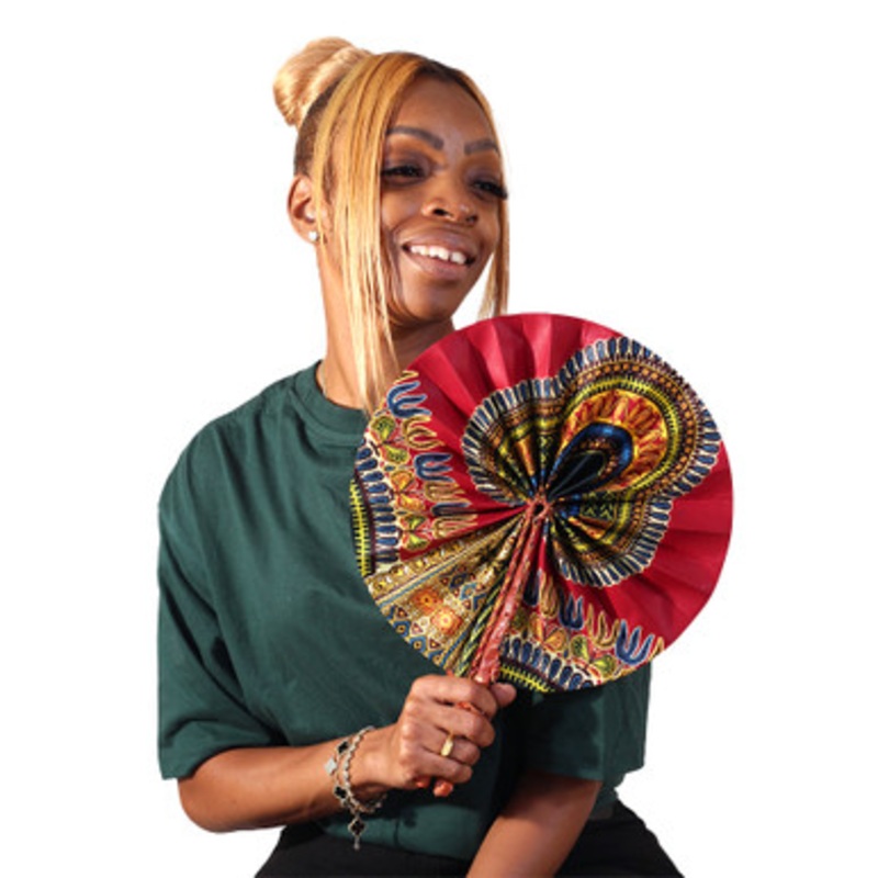 Traditional Burgundy Leather Folding Fan