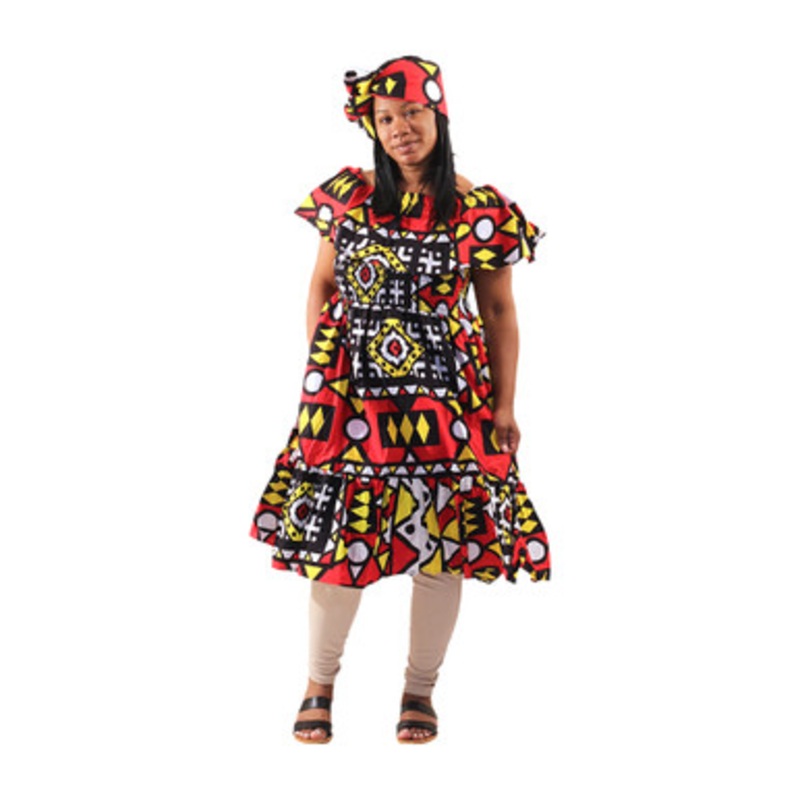 African Print Elastic Short Dress