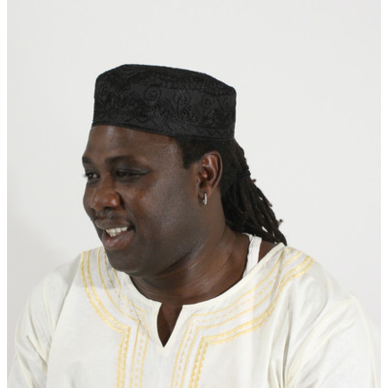 Embroidered Kufi Hat - Black