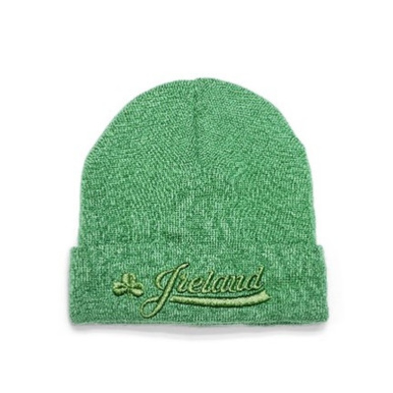 Green Ireland Beanie with Shamrock