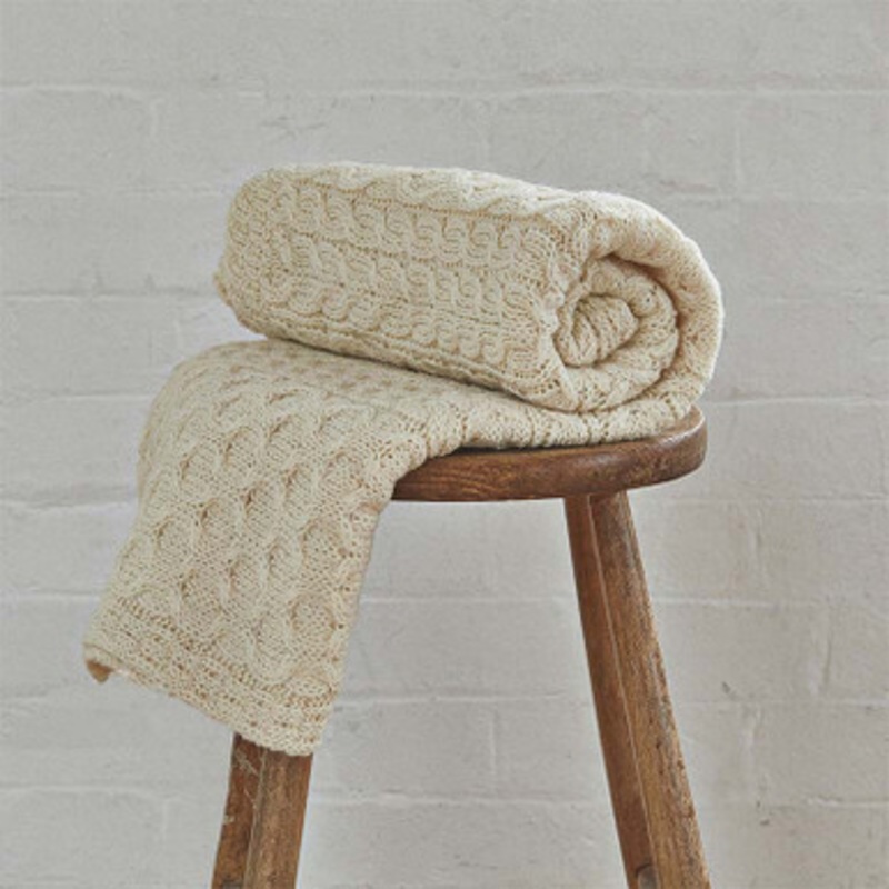 Worsted Wool Honeycomb Aran Throw