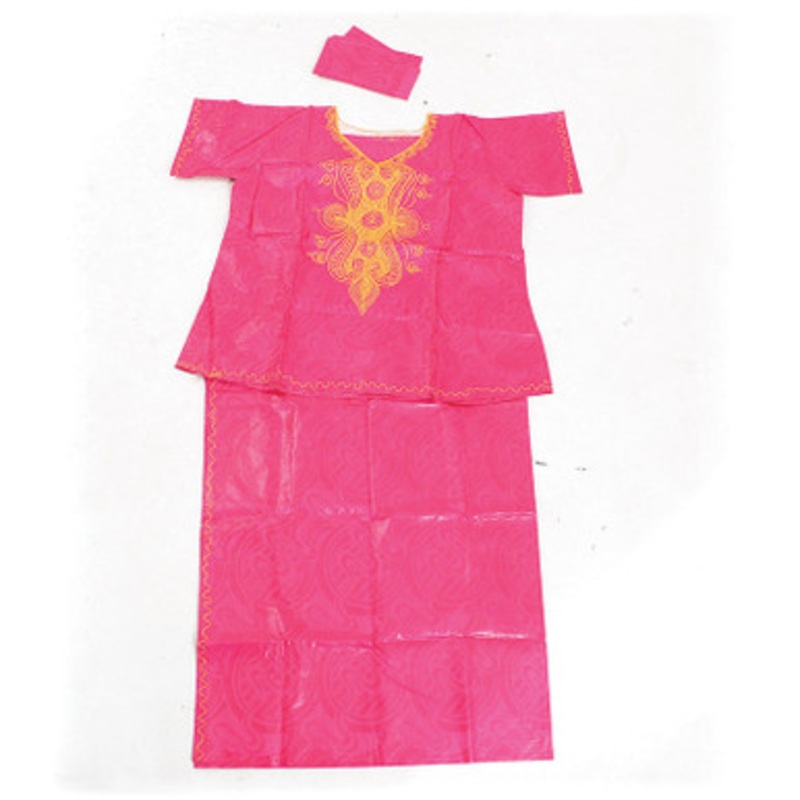 African Brocade Skirt Set: Pink