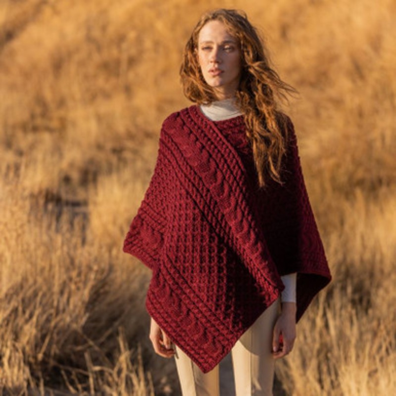 Fisherman Wool Aran Triangular Poncho