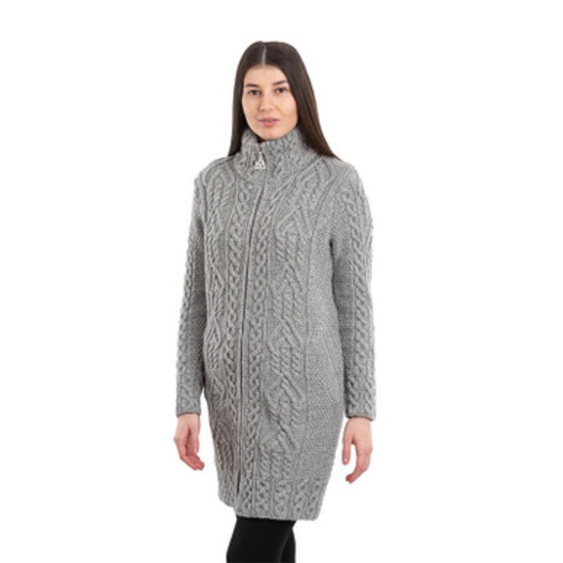 Geometric Knit Merino Irish Coat