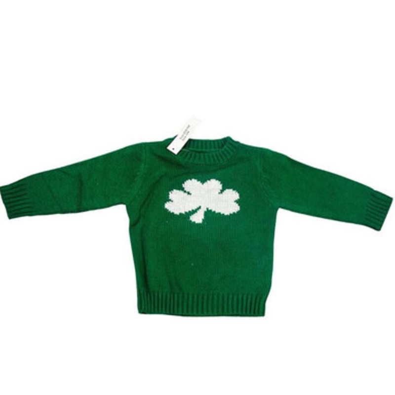 Green Shamrock Kids Knit Sweater
