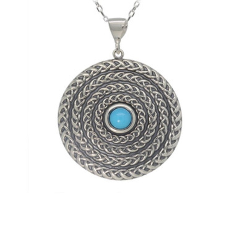 Handcrafted Celtic Warrior Pendant with Turquoise Gem